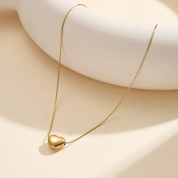 Wholesale Elegant Compact Stainless Steel Geometric Heartshaped Electroplated Calendering Chain Necklace For Women