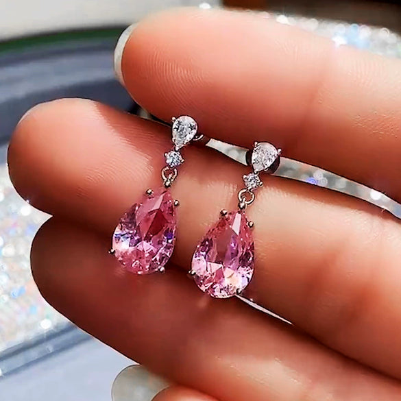 Wholesale Elegant Copper Drop Shape Zircon Earrings For Women