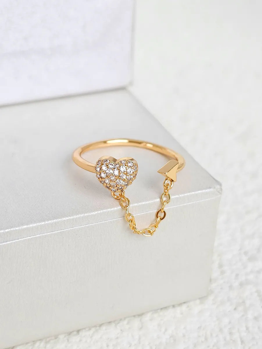 Wholesale Elegant Cross Heart Shape Copper Inlay K Gold Plated Zircon Open Rings