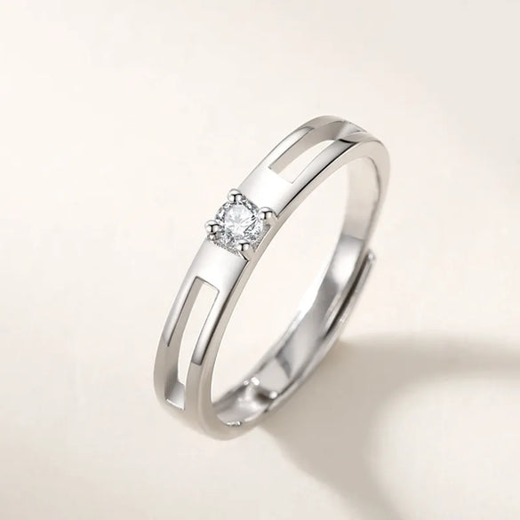 Wholesale Elegant Crown Sterling Silver Plating Inlay Moonstone Zircon Open Ring
