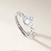 Wholesale Elegant Crown Sterling Silver Plating Inlay Moonstone Zircon Open Ring