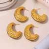Wholesale Elegant Cshaped Hammer Pattern Oil Drop Titanium Steel Earrings For Women With Electroplating Design