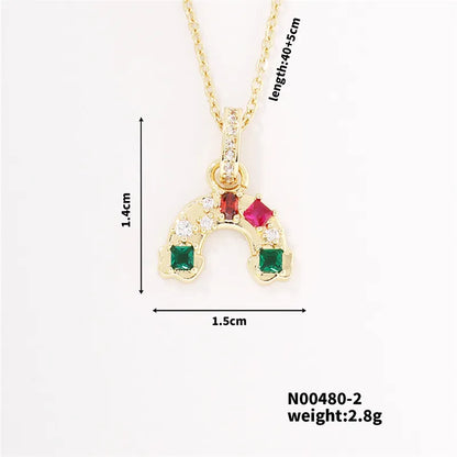 Wholesale Elegant Cute Luxurious Solid Color 304 Stainless Steel Copper Plating Inlay K Gold Plated Zircon Pendant Necklace