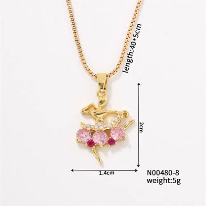 Wholesale Elegant Cute Luxurious Solid Color 304 Stainless Steel Copper Plating Inlay K Gold Plated Zircon Pendant Necklace