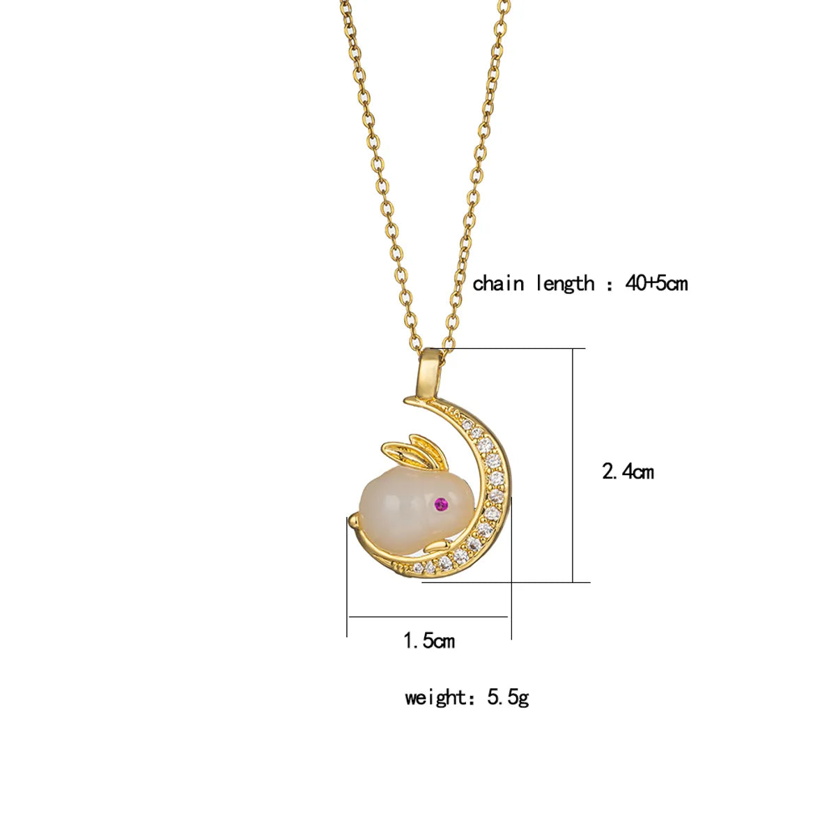 304 Stainless Steel Copper 18K Gold Plated Elegant Cute Streetwear Inlay Rabbit Flower Butterfly Shell Zircon Pendant Necklace