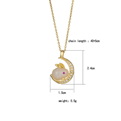 304 Stainless Steel Copper 18K Gold Plated Elegant Cute Streetwear Inlay Rabbit Flower Butterfly Shell Zircon Pendant Necklace