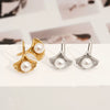 Wholesale Elegant Fashion Shell Single Pearl Earrings In 316 Stainless Steel With Geometric Design And Electroplating