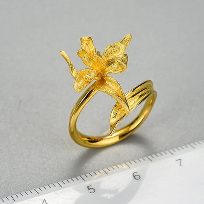 Wholesale Elegant Flower Sterling Silver Plating Open Ring