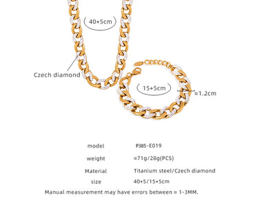 Wholesale Elegant French Style Solid Color Titanium Steel Plating Inlay 18k Gold Plated Artificial Diamond Jewelry Set