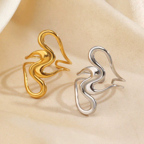 Wholesale Elegant Geometric Adjustable Electroplated Stainless Steel Ring For Women