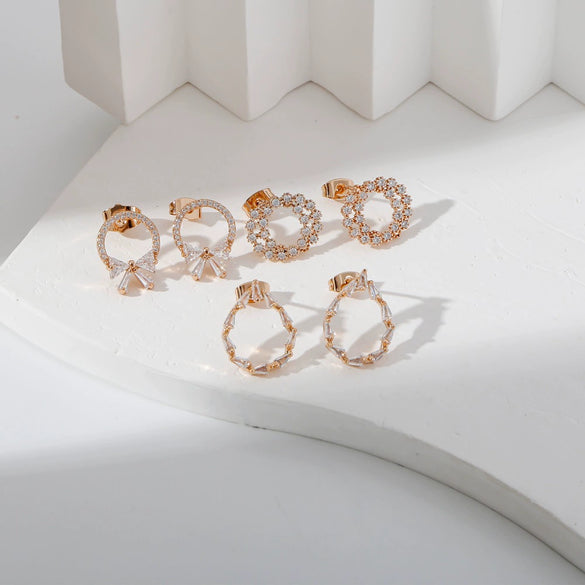 Wholesale Elegant Geometric Copper Electroplated Earrings For Women