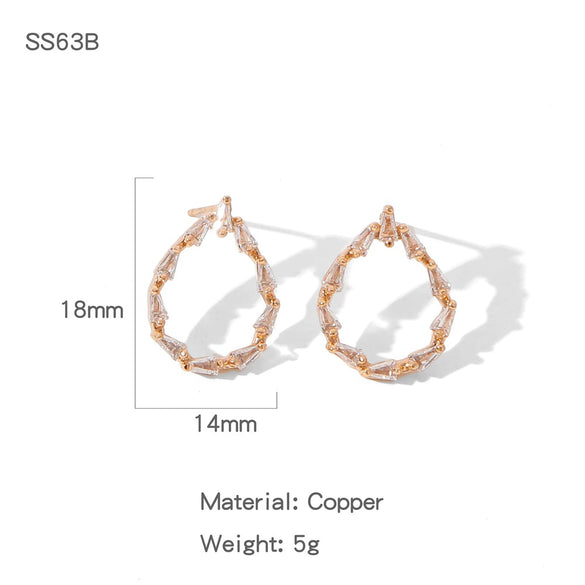 Wholesale Elegant Geometric Copper Electroplated Earrings For Women