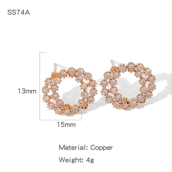 Wholesale Elegant Geometric Copper Electroplated Earrings For Women