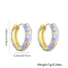 Wholesale Elegant Geometric Copper Gold Plated Pink Flower Pattern Oil Drop Earrings For Women