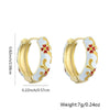 Wholesale Elegant Geometric Copper Gold Plated Pink Flower Pattern Oil Drop Earrings For Women