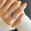 Wholesale Elegant Geometric Copper Multilayered Ring Inlaid With Zirconia For Women
