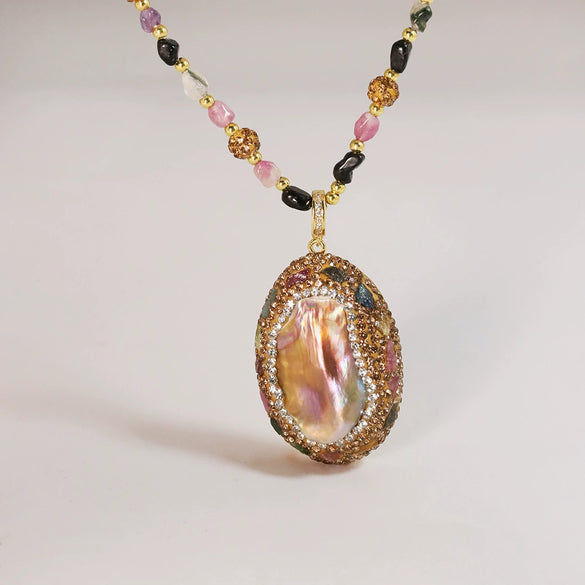 Wholesale Elegant Geometric Freshwater Natural Pearl Bamboo Chain Clavicle Pendant Necklace 18K Gold Plated Jewelry For Women