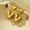 Wholesale Elegant Geometric Glossy Heart Inlaid Pearl Stainless Steel Earrings For Women