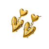 Wholesale Elegant Geometric Glossy Heart Inlaid Pearl Stainless Steel Earrings For Women