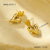 Wholesale Elegant Geometric Glossy Heart Inlaid Pearl Stainless Steel Earrings For Women