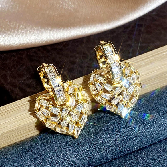 Wholesale Elegant Geometric Heart Shape Copper Earrings With Zirconia For Women