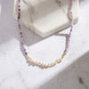 Wholesale Elegant Geometric Natural Stone Series Necklace With Purple Mica Freshwater Pad Sterling Silver Electroplating