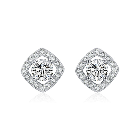 Wholesale Elegant Geometric S925 Sterling Silver Diamond Earrings For Women