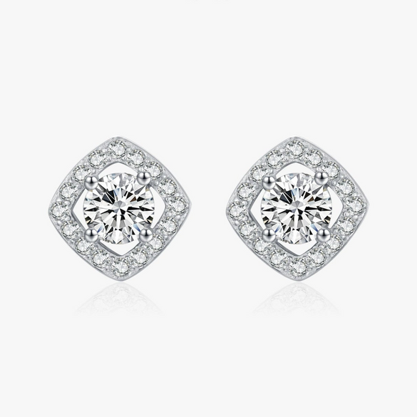 Wholesale Elegant Geometric S925 Sterling Silver Diamond Earrings For Women