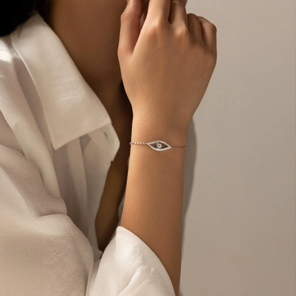Wholesale Elegant Geometric S925 Sterling Silver Electroplated Eye Bracelet For Women