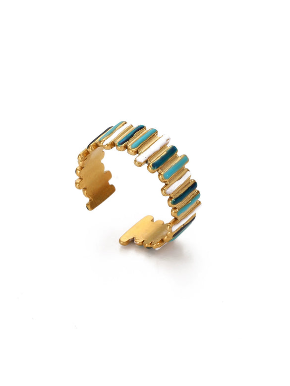 Wholesale Elegant Geometric Stainless Steel Goldplated Women's Ring