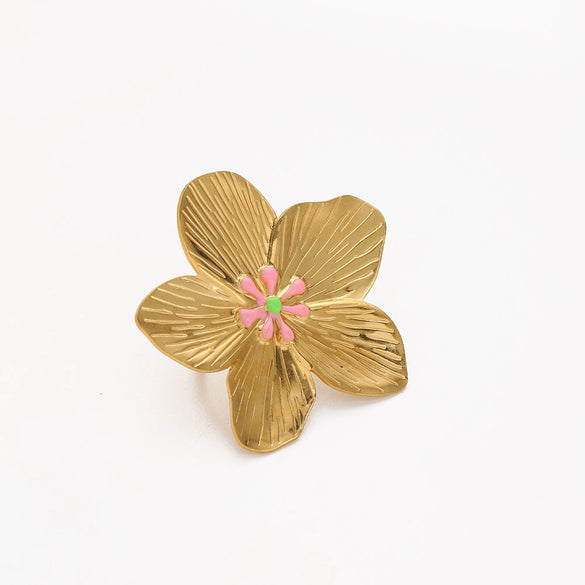 Wholesale Elegant Geometric Stainless Steel Goldplated Women's Ring