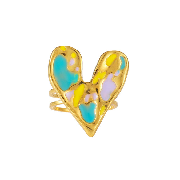 Wholesale Elegant Geometric Stainless Steel Goldplated Women's Ring