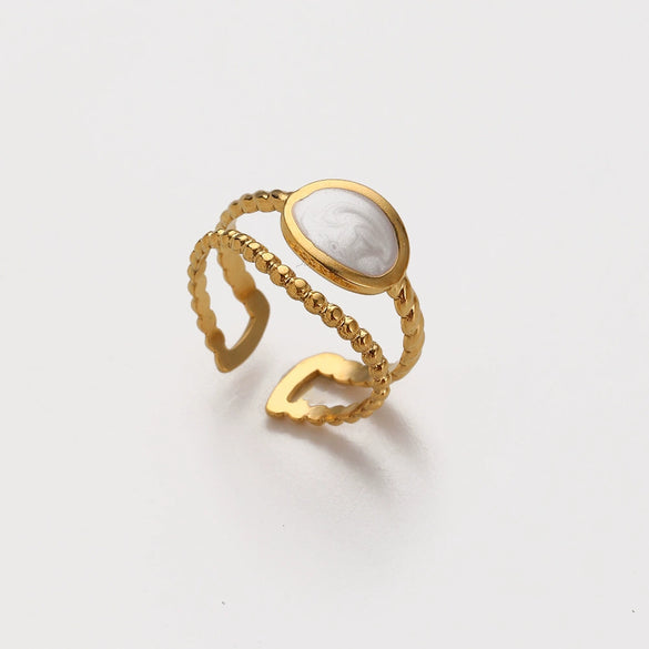 Wholesale Elegant Geometric Stainless Steel Goldplated Women's Ring