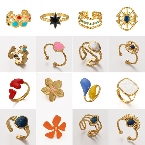 Wholesale Elegant Geometric Stainless Steel Goldplated Women's Ring