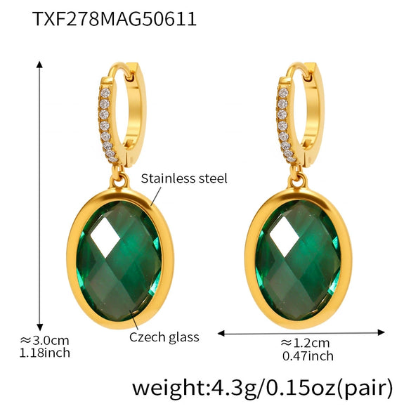 Wholesale Elegant Geometric Vacuum Goldplated Stainless Steel And Czech Glass Earrings For Women