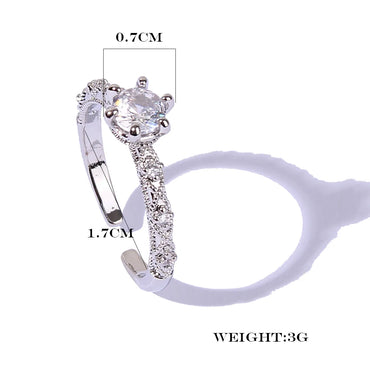 Wholesale Elegant Glam Luxurious Plaid Copper Plating Inlay Rhodium Plated Zircon Open Rings