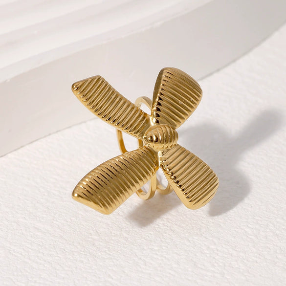 Wholesale Elegant Goldplated Stainless Steel Bow Tie Ring For Women