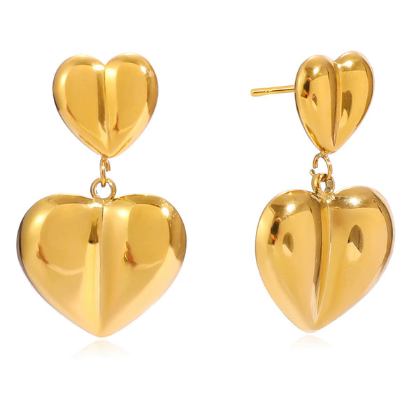 Wholesale Elegant Heart Shape Stainless Steel Electroplated Pendant Earrings For Women