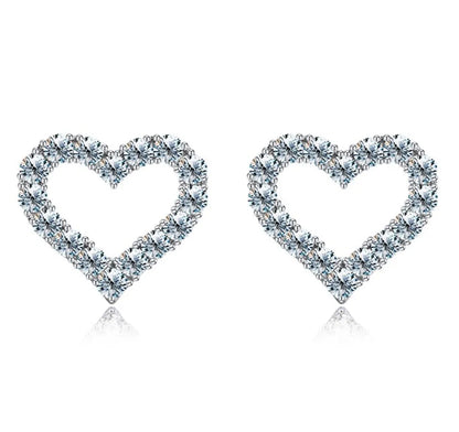 Wholesale Elegant Heart Shape Sterling Silver Plating Inlay Moissanite Ear Studs