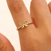 Wholesale Elegant Heartshaped Hollow Woven Copper Zircon Electroplated Ring For Women