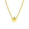Wholesale Elegant High Irregular Geometric Blue Eyes Diamond Pendant Titanium Steel Necklace With Electroplating