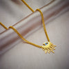 Wholesale Elegant High Irregular Geometric Blue Eyes Diamond Pendant Titanium Steel Necklace With Electroplating
