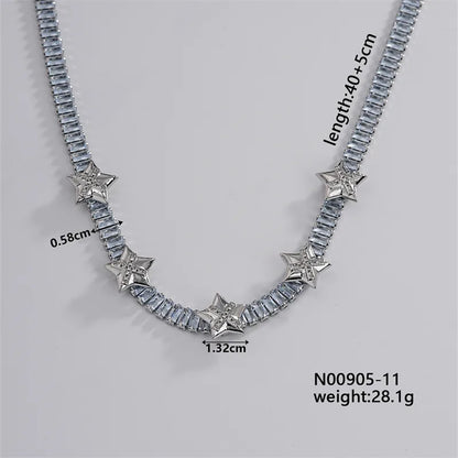 Wholesale Elegant Hip-Hop Ethnic Style Star Copper Plating Inlay K Gold Plated Zircon Necklace