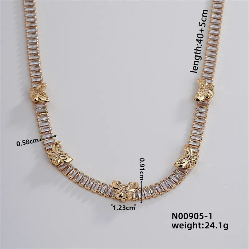 Wholesale Elegant Hip-Hop Ethnic Style Star Copper Plating Inlay K Gold Plated Zircon Necklace