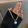 Wholesale Elegant Imitation Pearl Heart Shaped Alloy Necklace For Ladies With Electroplating Treatment