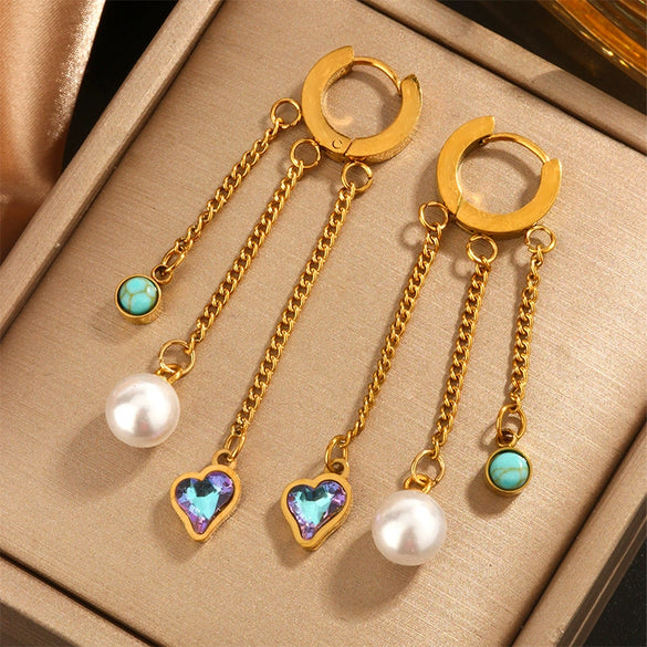 Wholesale Elegant Imitation Pearl Stud And Ear Clip Earrings For Women With Flower And Constellation Patterns Electroplated