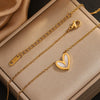 Wholesale Elegant Irregular Heart Water Drop Bell 18K Gold Plated Stainless Steel Jewelry Set For Women