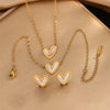 Wholesale Elegant Irregular Heart Water Drop Bell 18K Gold Plated Stainless Steel Jewelry Set For Women