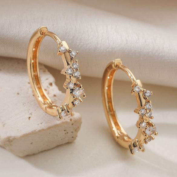 Wholesale Elegant 18K Gold Plated Copper Geometric Earrings For Women