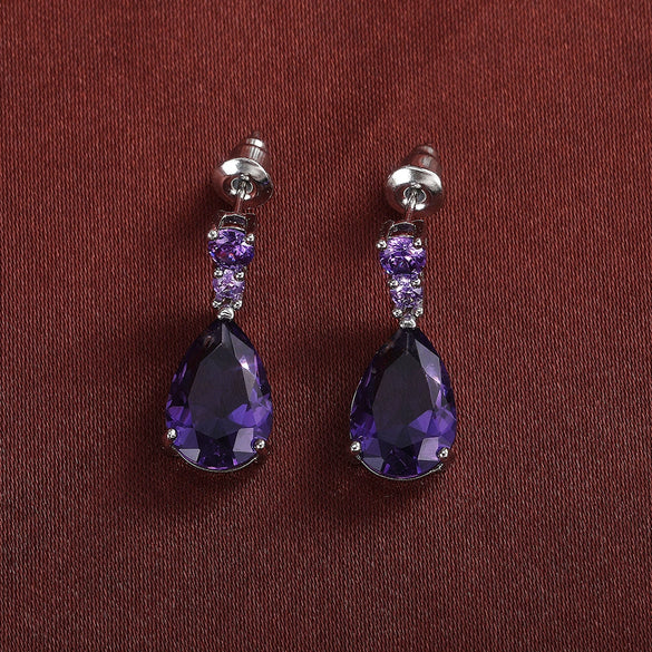 Wholesale Elegant Ladies Water Drop Zircon Copper Earrings Fashion Jewelry